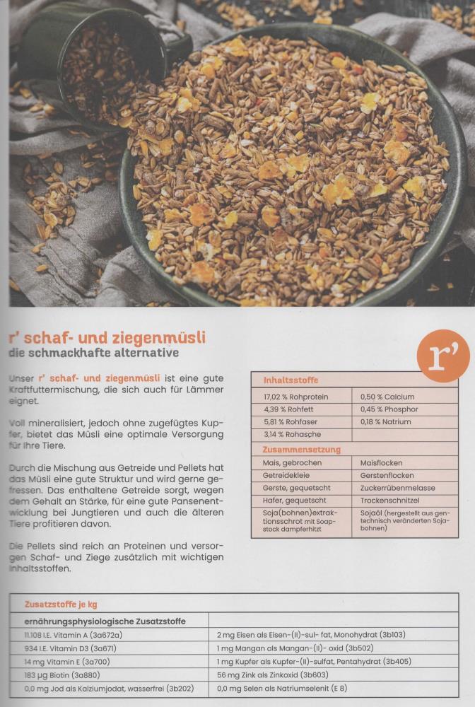 r´ schaf- und ziegenmüsli 20 kg