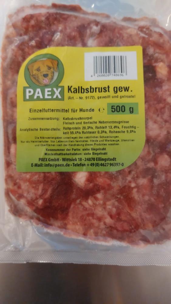 Kalbsbrust gewolft 500 gramm Kalbsbrust gewolft 500 gramm