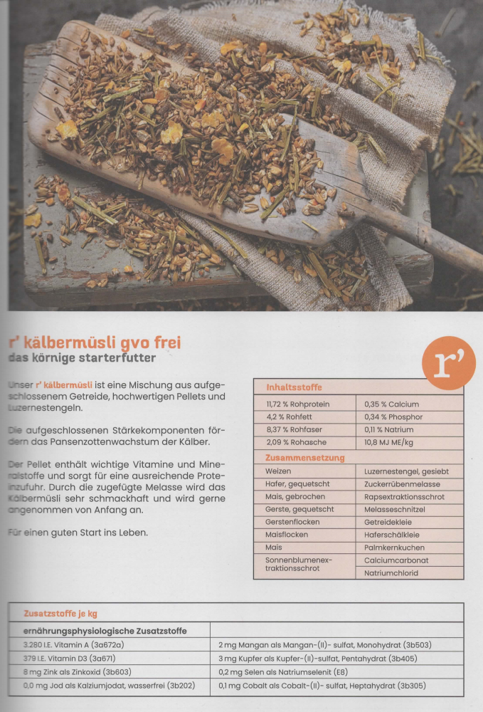 r´ kälbermüsli gvo frei 20 kg