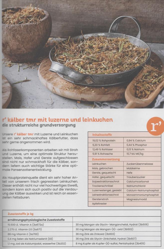 r´ kälber tmr mit luzerne und leinkuchen 20 kg